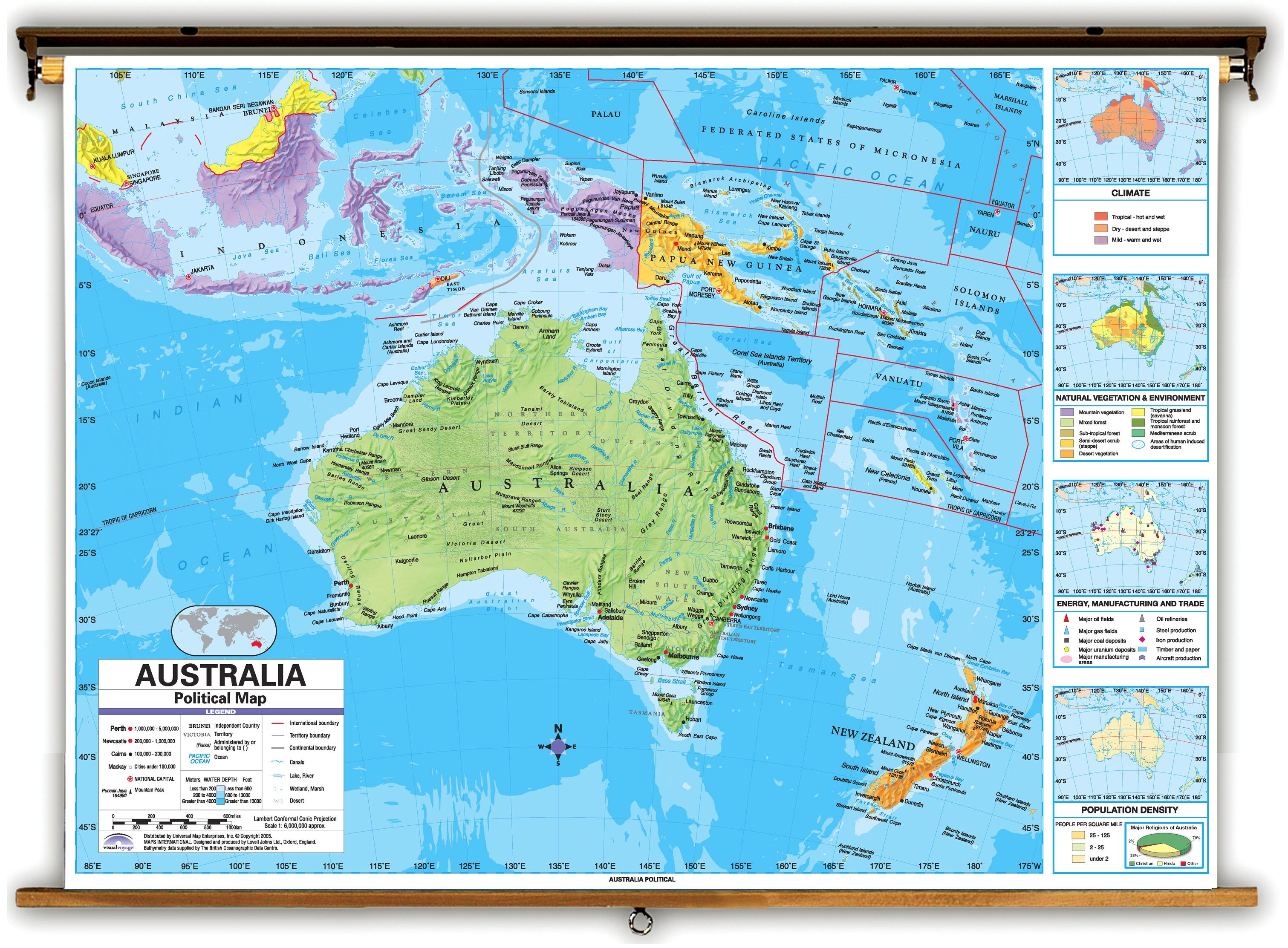 kiezen Verdienen Schurend Kaart van Australië en de omringende landen - Australië en de omringende  landen in kaart (Australië en Nieuw - Zeeland Oceanië)