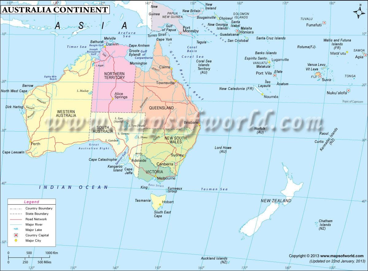 kaart van Australië continent