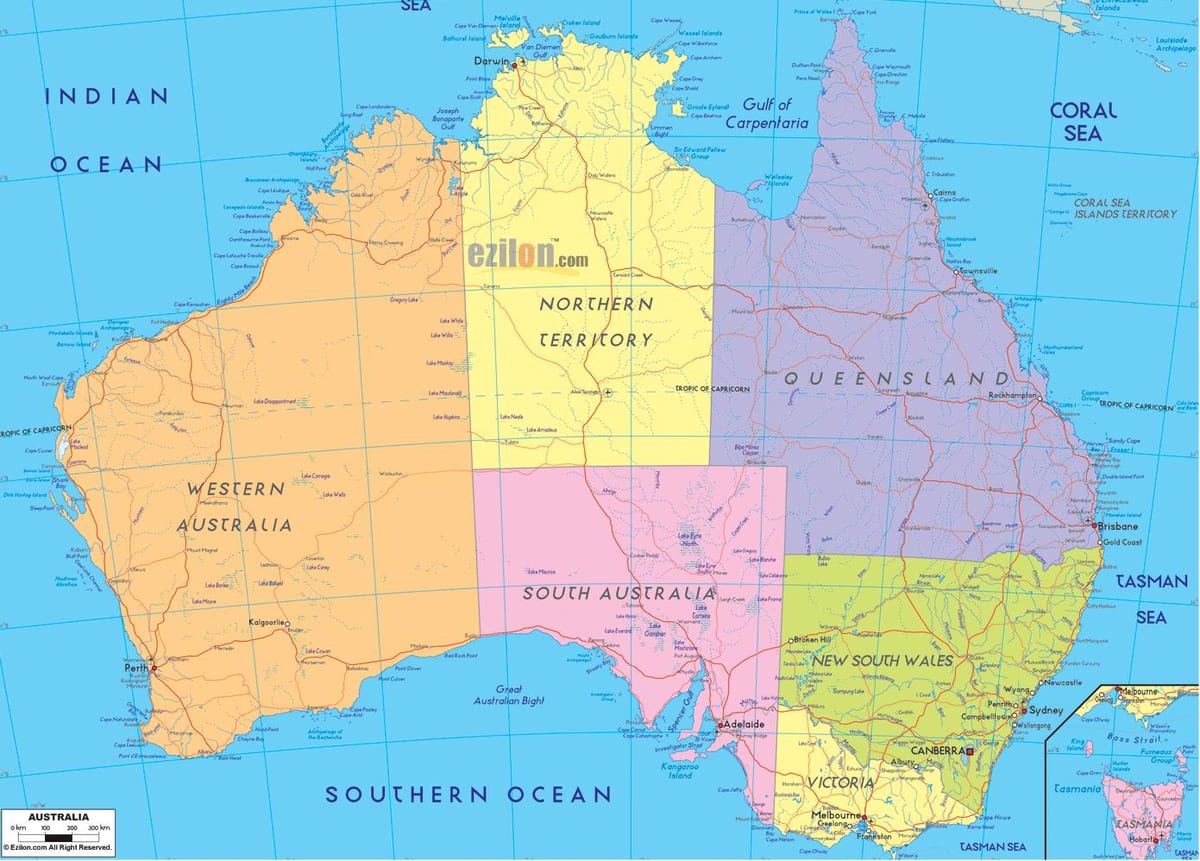 kaart van Australië hd