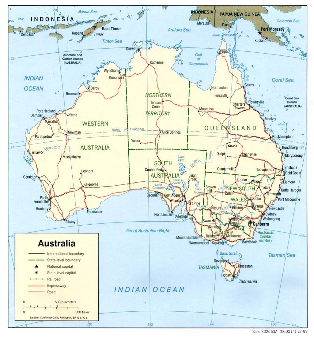 kaart van de Australische oceanen
