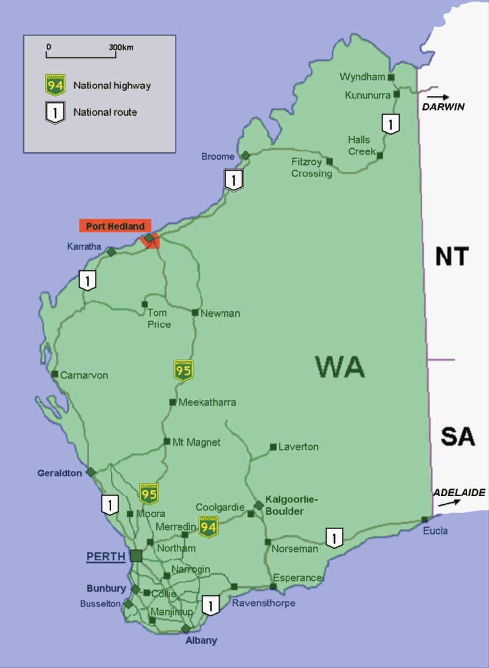 Kaart van Australië Poorten