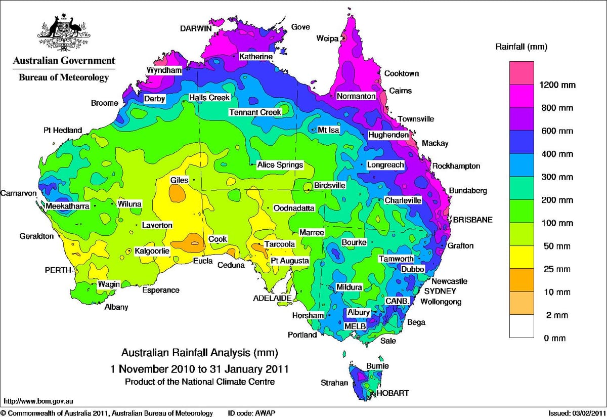 weer kaart van Australië
