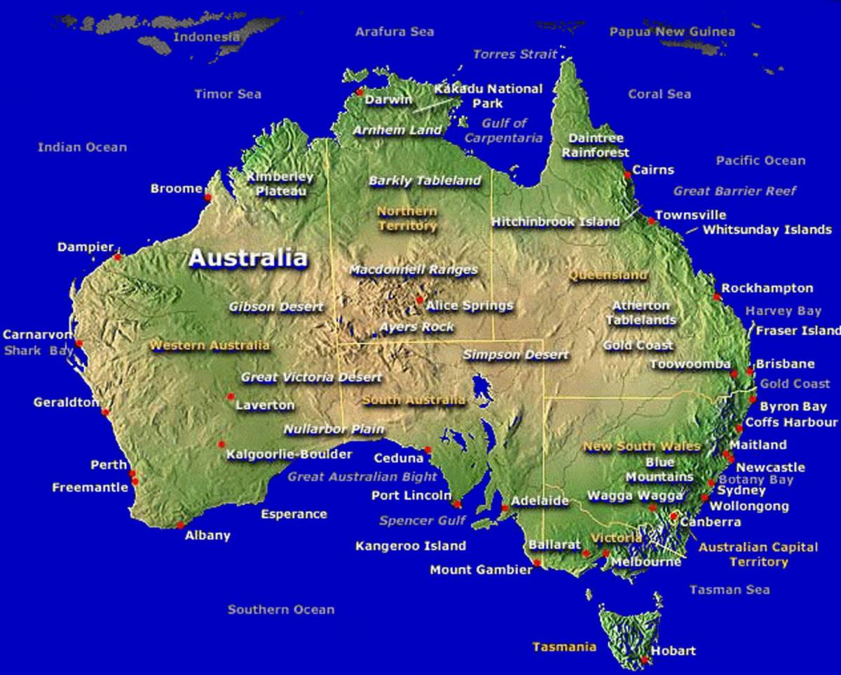 kaart van de Australische kaart