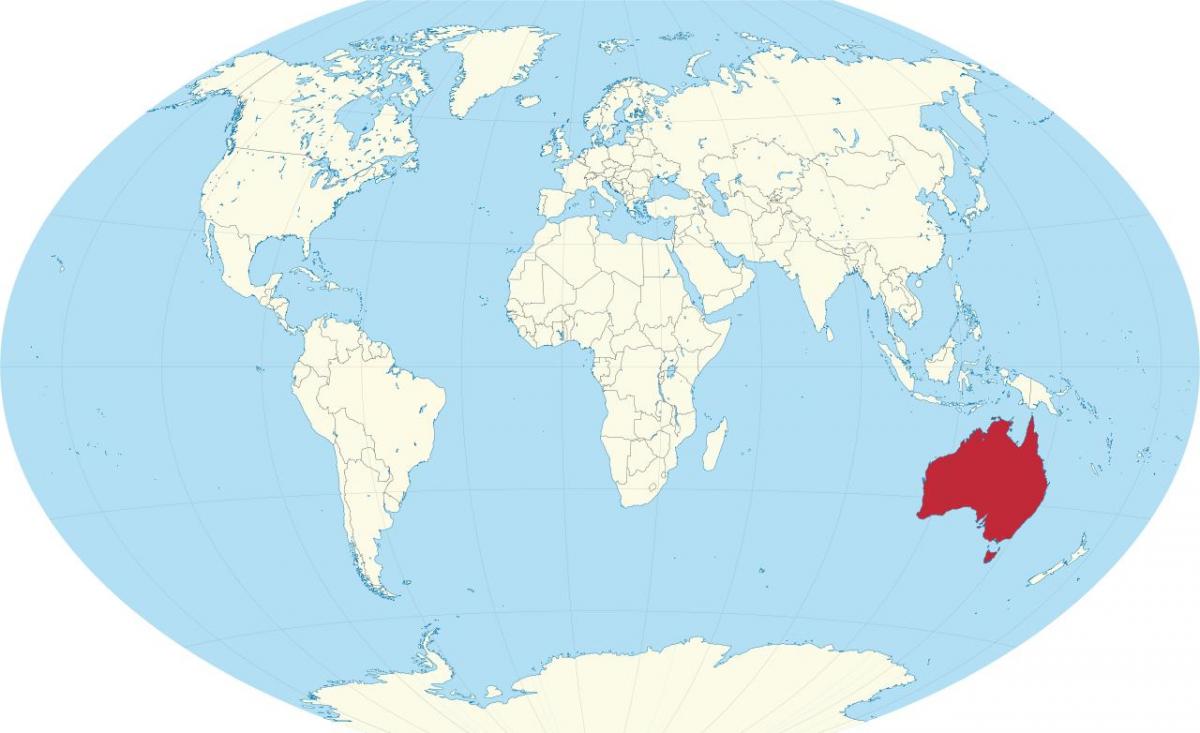Australië op de kaart van de wereld