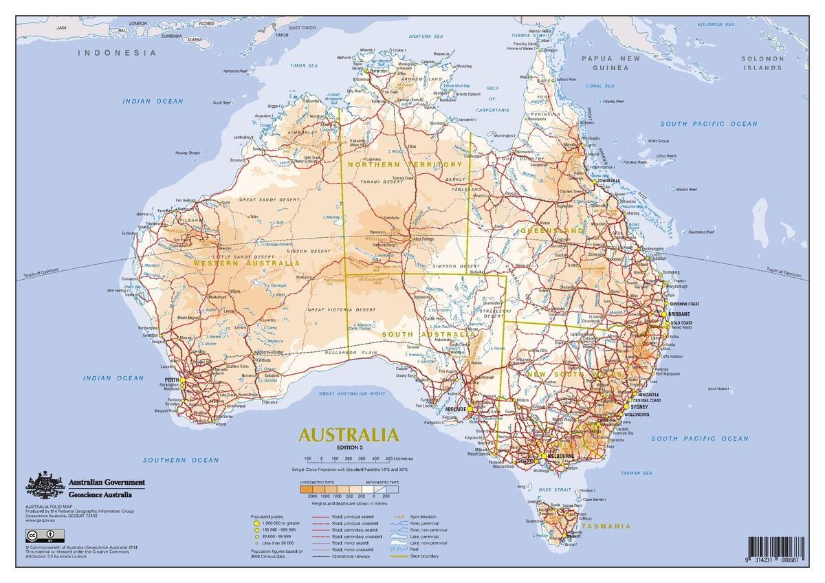kaart van Australië transporten
