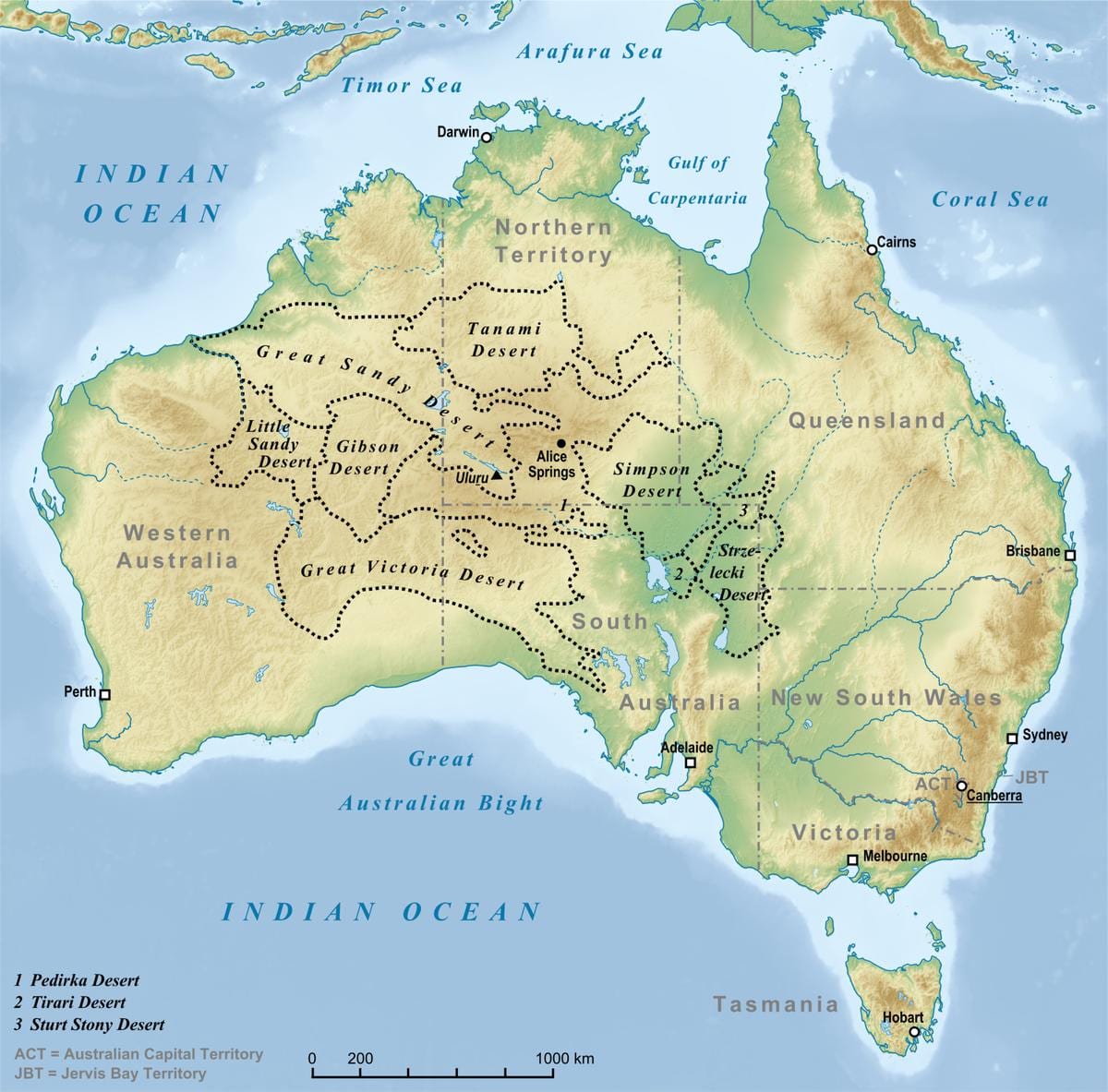 woestijn Australië kaart