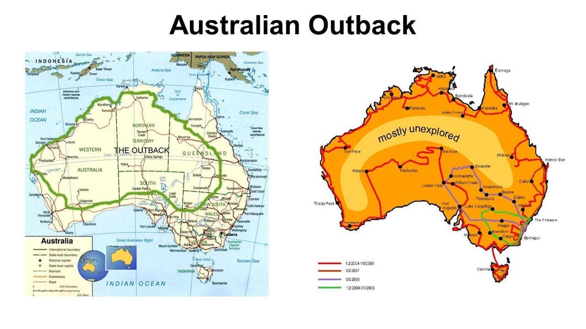 Australische outback kaart