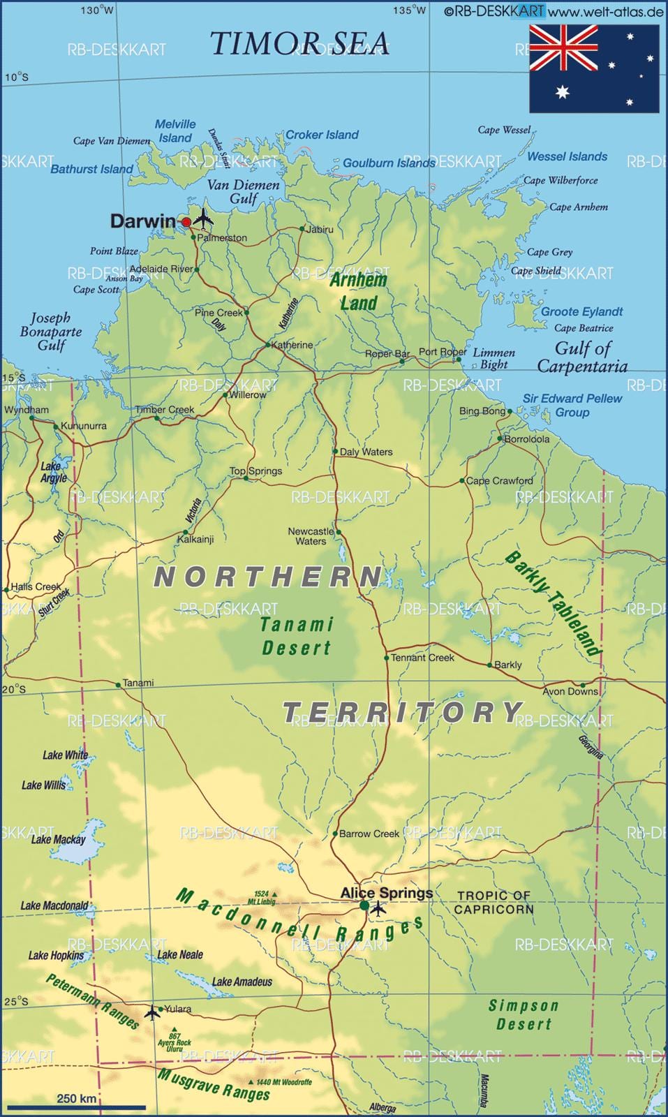 kaart van noord-Australië