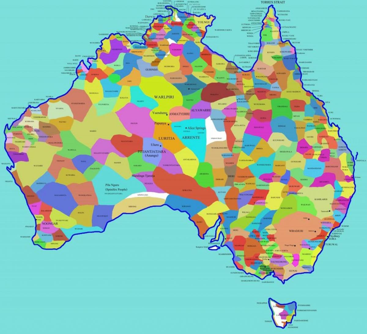 kaart van inheemse Australië