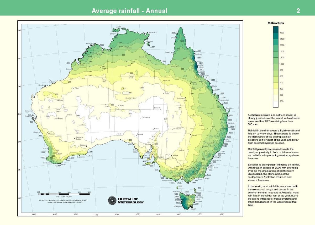 Australische neerslag kaart