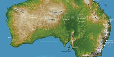 Hoogte kaart van Australië