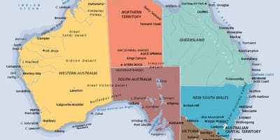Label kaart van Australië