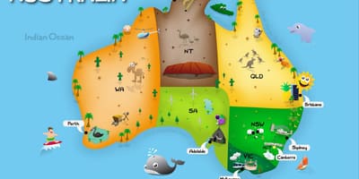 Kaart van Australië voor kinderen