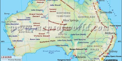 Kaart van Australië met hoofdsteden