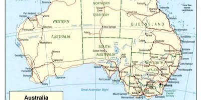 Kaart van de Australische oceanen