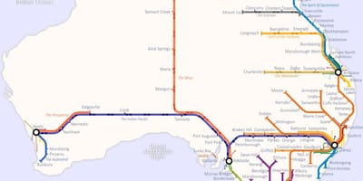 Rail kaart van Australië
