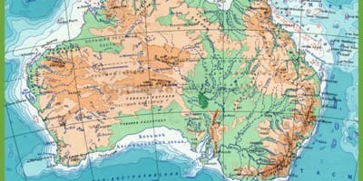 Kaart van Australië, de bergen met