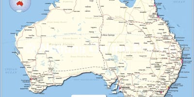 Australië kaart met steden
