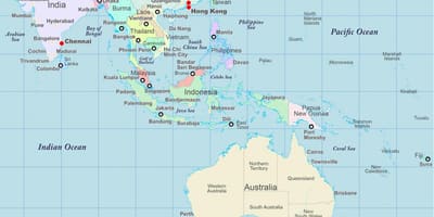 Azië en Australië kaart