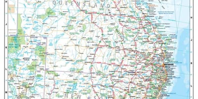 Kaart van de oostkust van Australië