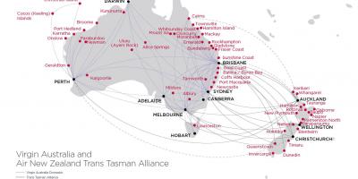 Kaart van virgin Australia vlucht